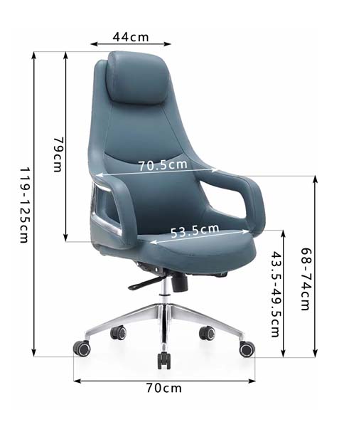 Blue High-Back PU Leather Executive Office Chair with Chrome Five-Star Base