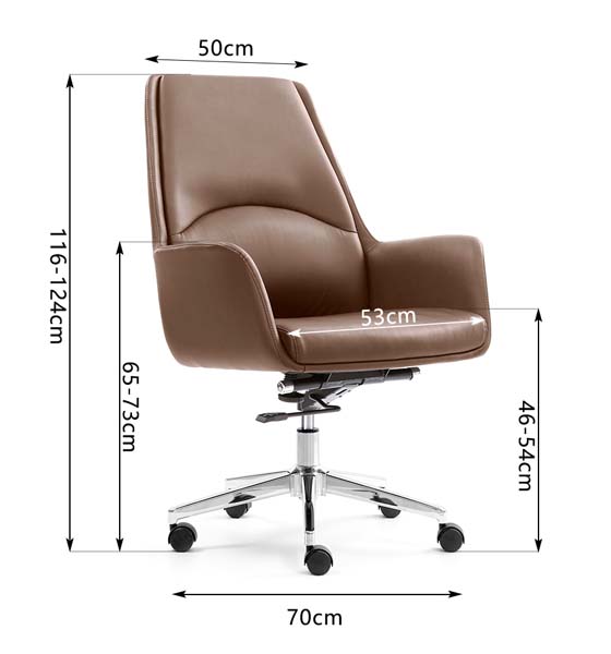 Brown Mid-Back Height-Adjustable Swivel Executive Office Chair