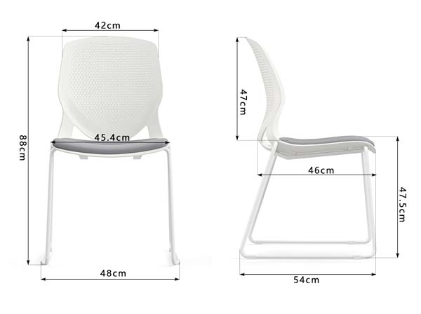 Stackable Sled Base Armless Office Conference Chair with Perforated Back and Padded Seat