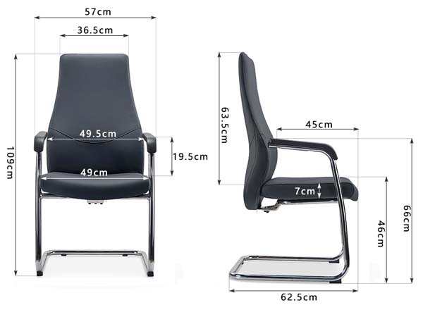 Dark Grey Faux Leather Cantilever Sled Base Visitor Office Chair