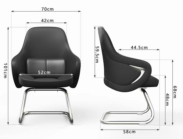 Black Upholstered Cantilever Conference Visitor Chair with Chrome Sled Base