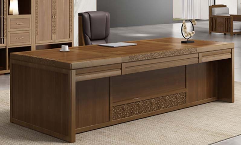 New Chinese Style Carved Inlay Solid Wood Executive Desk