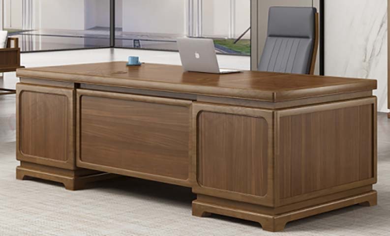 Walnut Finish Double Pedestal Traditional Executive Desk