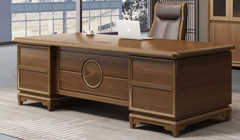 New Chinese Style Double-Pedestal Solid Wood Executive Desk