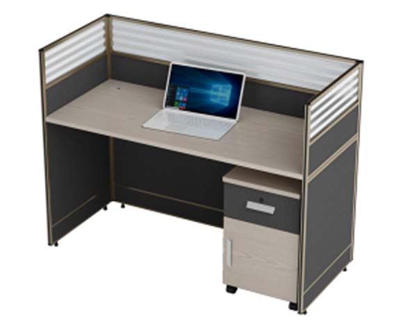 Single-Seat Partitioned Office Cubicle Workstation with Mobile Storage Pedestal