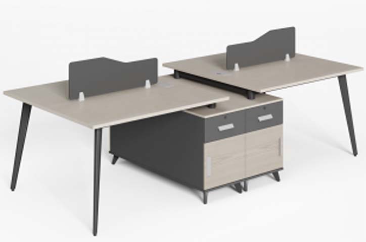 2-Person Clustered Office Workstation Desk with Central Lockable Storage