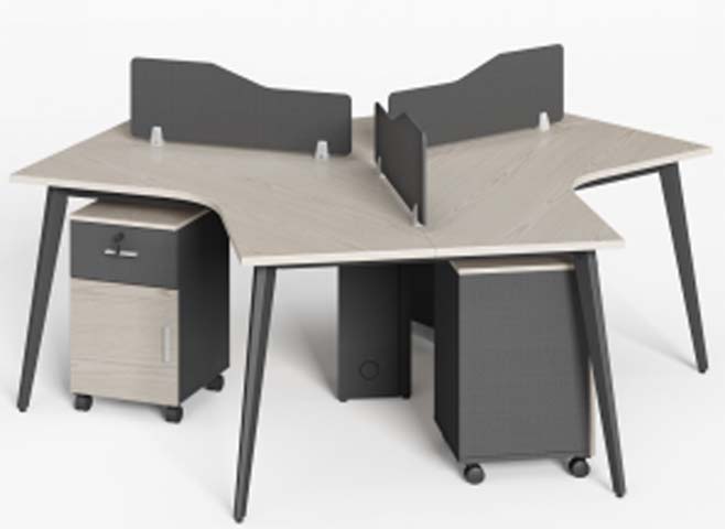 2-Person Ergonomic Office Bench Workstation with Privacy Dividers, Mobile Pedestals and CPU Holder
