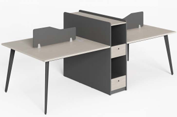 2x2 Four-Person Cross Cluster Office Workstation with Central Storage