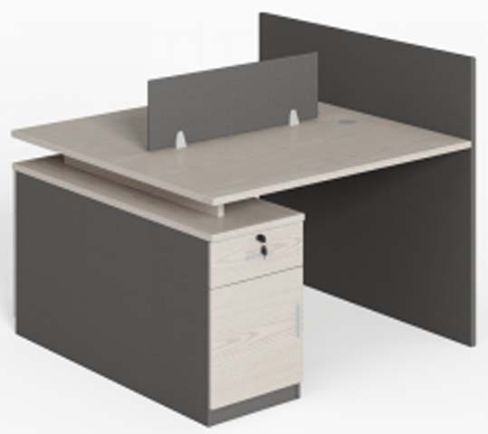 2-Person Linear Office Cubicle Workstation with Fixed Storage Pedestal