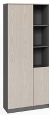 Two-Tone Freestanding Tall Storage Cabinet with Mixed Open and Closed Storage