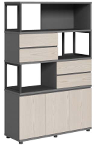 Two-Tone Freestanding Office Display Storage Cabinet