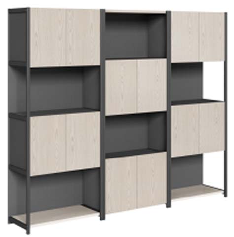 3-Bay 3-Tier Industrial Mixed Storage Office Bookshelf