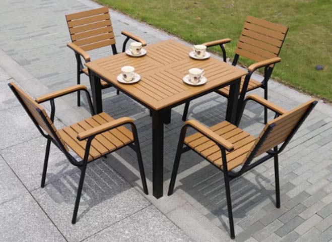 5-Piece 4-Seater Square Slatted Outdoor Patio Dining Set