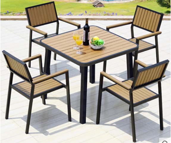 5-Piece Weather-Resistant Square Outdoor Patio Dining Set with 4 Armchairs