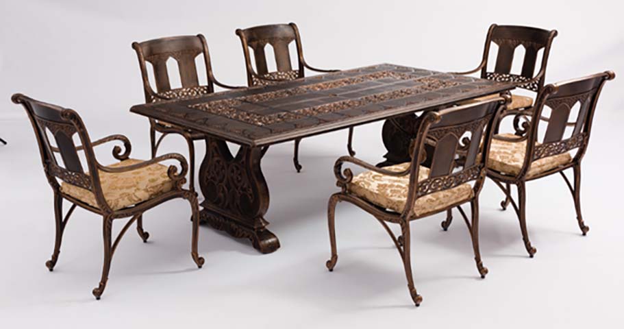 7-Piece Ornate Cast Aluminum Patio Dining Set