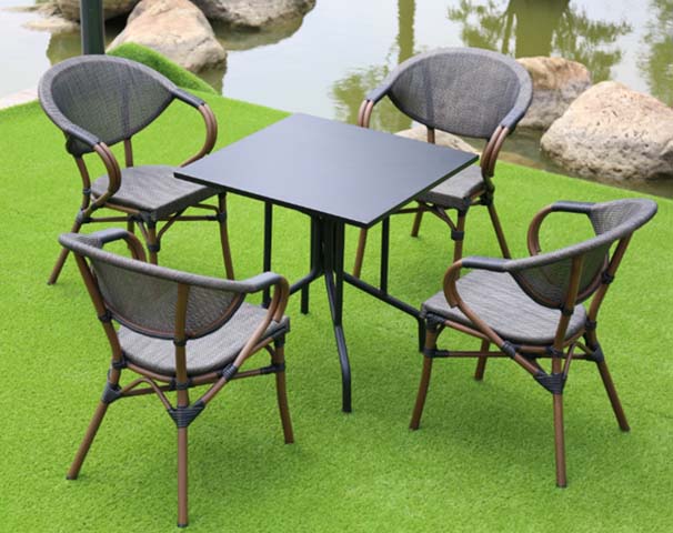5-Piece All-Weather Square Patio Dining Set with 4 Woven Armchairs