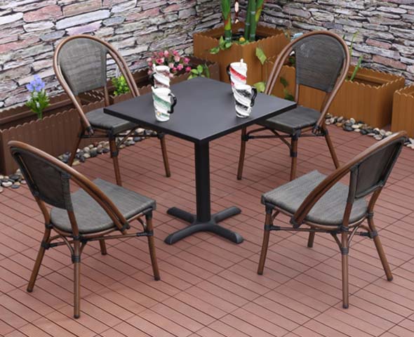 4-Seater Square Outdoor Bistro Table and Textilene Chair Set