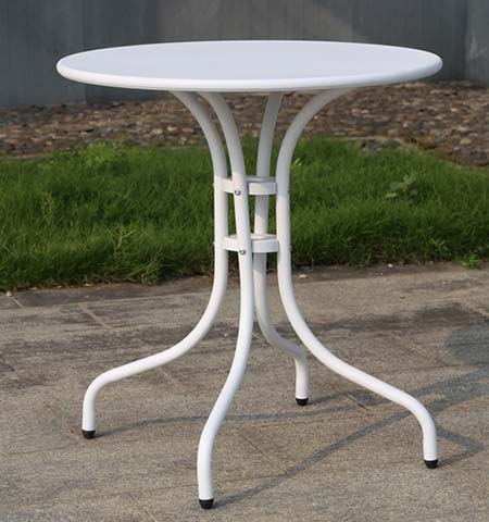 Round White Powder-Coated Metal Outdoor Side Table