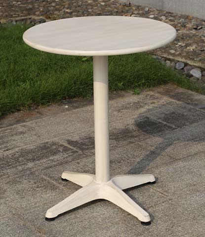 White Round Outdoor Patio Pedestal Side Table with 4-Prong Cross Base