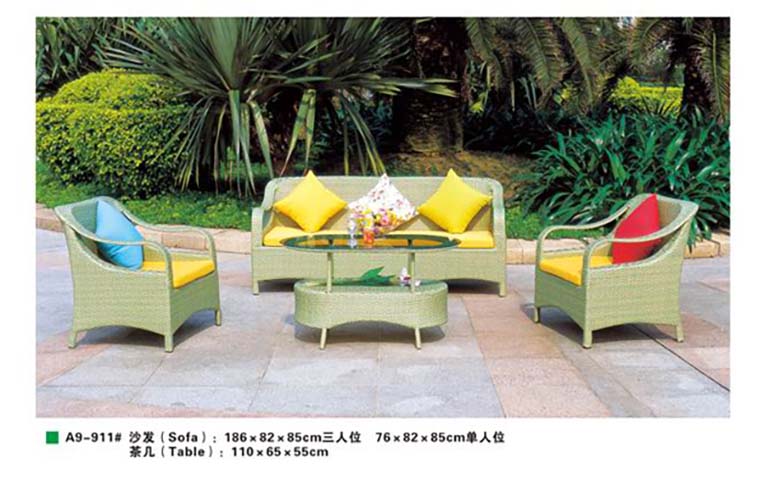4-Piece All-Weather Wicker Patio Conversation Set with Glass Top Coffee Table