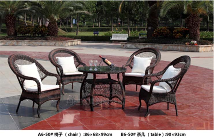 5-Piece Dark Brown Wicker Outdoor Patio Conversation Set with Round Glass-Top Table and White Cushions
