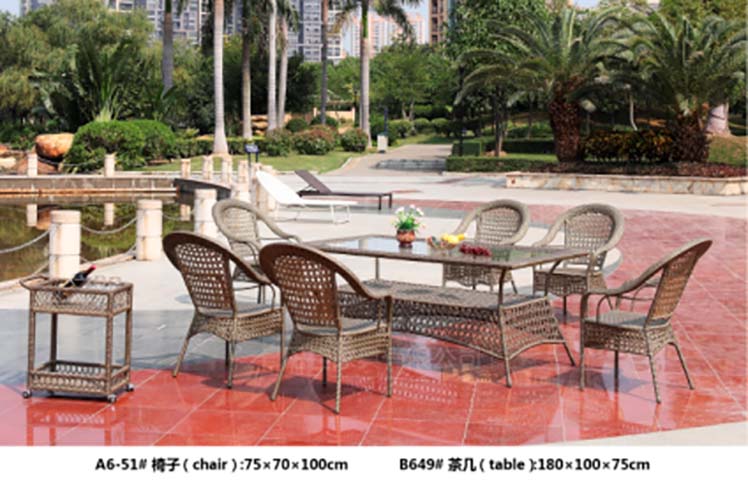 8-Piece Weather-Resistant PE Rattan Outdoor Dining Set with Glass Table, Chairs, Bench and Serving Cart