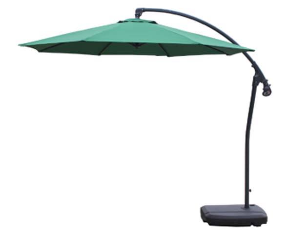 Green Octagonal Curved-Arm Cantilever Patio Umbrella with Weighted Rectangular Base