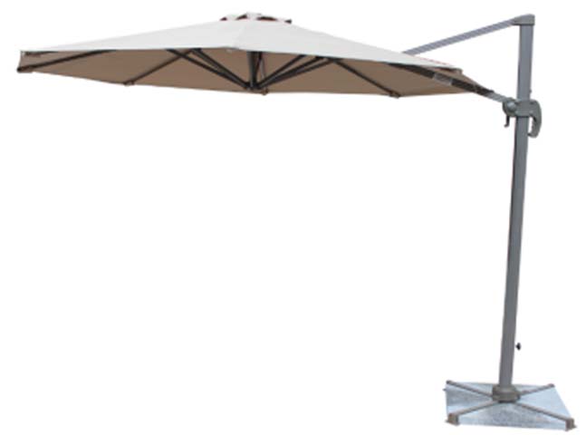 Square Cantilever Offset Patio Umbrella with Crank Tilt and Cross Base