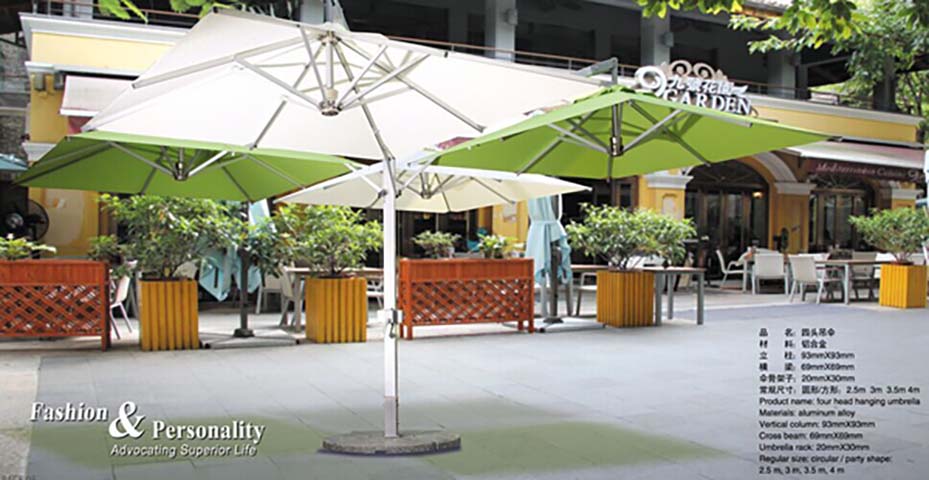 Commercial Four-Head Cantilever Aluminum Patio Umbrella