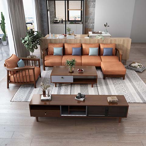 Mid-Century Modern Low-Profile Walnut-Grey TV Media Console