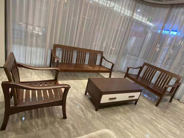 4-Piece Solid Wood Living Room Sofa Set with Storage Coffee Table
