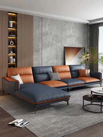 Modern Left-Facing L-Shaped Sectional Sofa with Two-Tone Upholstery