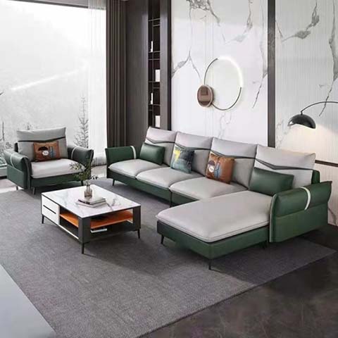 Two-Tone L-Shaped Sectional Sofa Set with Matching Armchair