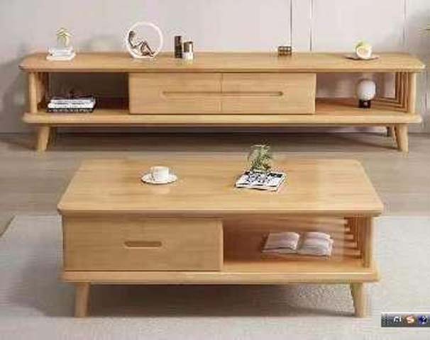 Scandinavian Light Natural Wood TV Media Console (Matching Living Room Set with Coffee Table Available)