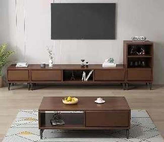 Mid-Century Modern Walnut Media Console with Matching Side Display Hutch