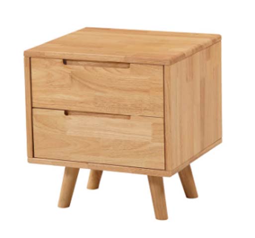 Scandinavian Style Natural Oak 2-Drawer Nightstand with Splayed Legs