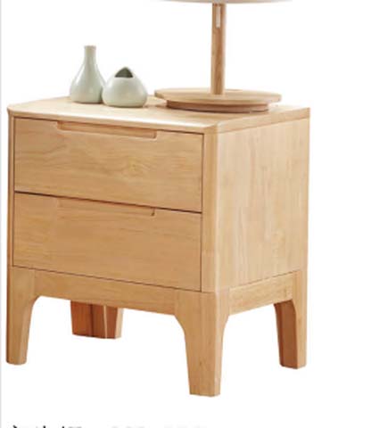 Japandi Style Light Natural Solid Wood Two-Drawer Nightstand