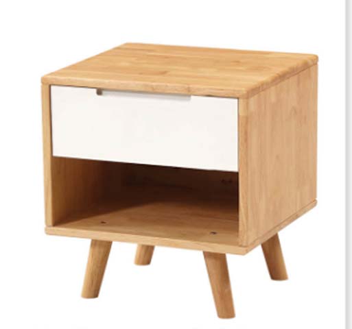 Mid-Century Modern 1-Drawer Nightstand with Open Lower Shelf