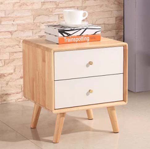 Scandinavian Two-Tone 2-Drawer Solid Wood Nightstand