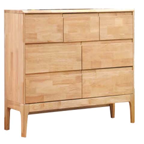 Handleless Natural Solid Wood 7-Drawer Dresser