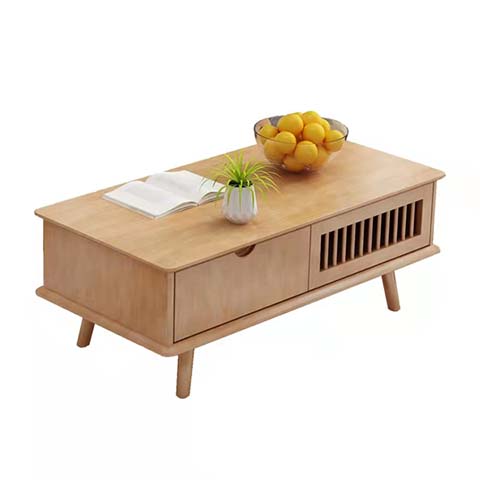 Nordic Solid Wood Rectangular Storage Coffee Table
