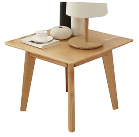 Light Oak Square Solid Wood Side Table with Splayed Tapered Legs