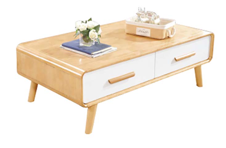 Two-Tone Rounded Edge Storage Coffee Table with Drawers
