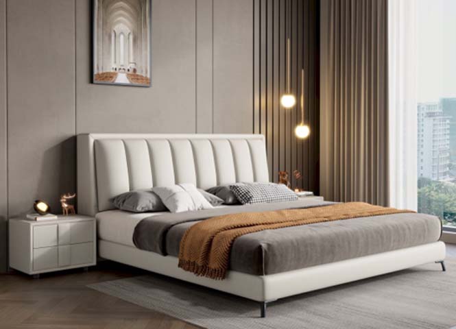 Vertical Channel Tufted Upholstered Low-Profile Platform Bed