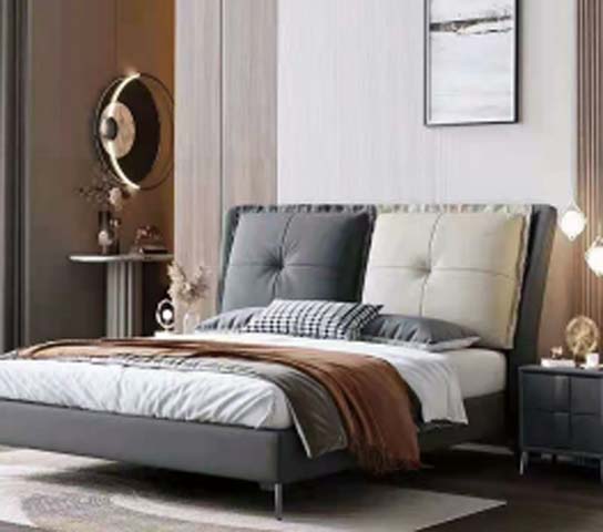 Two-Tone Tufted Upholstered Platform Bed