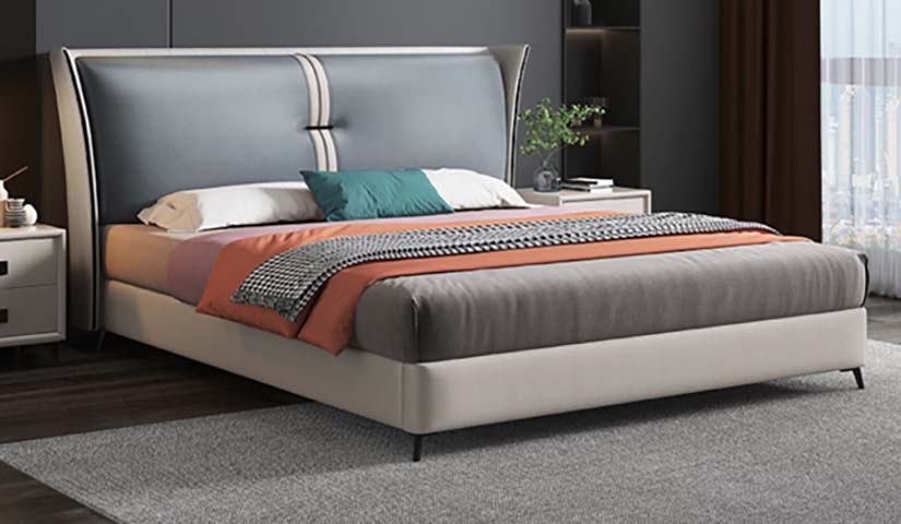 Two-Tone Wingback Upholstered Platform Bed