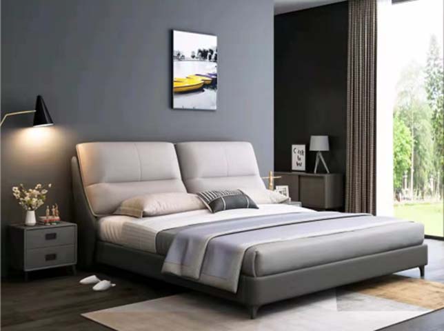 Upholstered Platform Bed with Padded Split Headboard