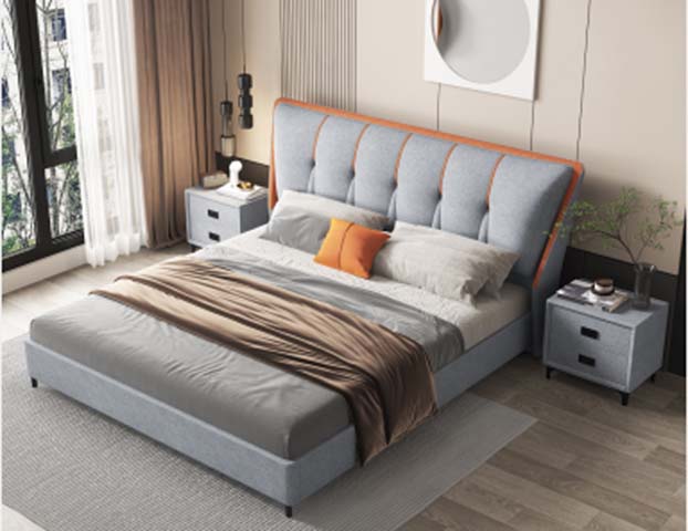 Upholstered Queen Size Platform Bed with Tufted Headboard