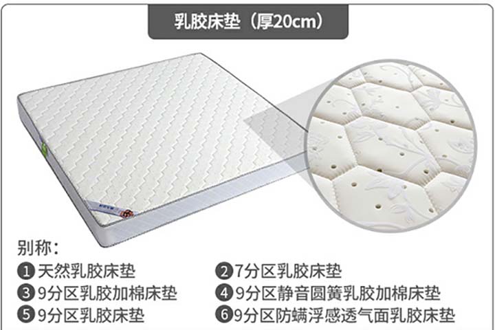 20cm Thick 9-Zone Breathable Anti-Mite Quilted Latex Mattress