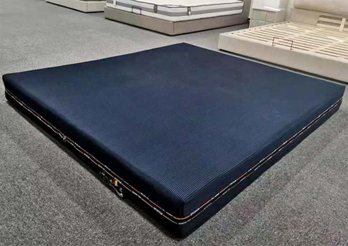 Low-Profile Navy Knit Cover Foam Mattress with Removable Zipper Cover and Carry Handles